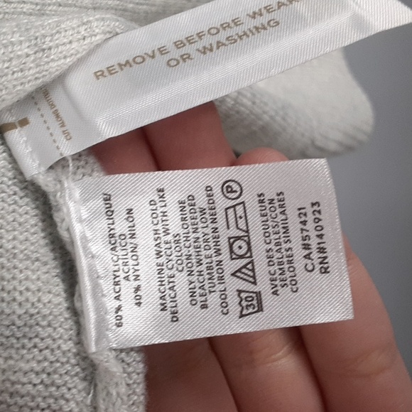 Loft Oversized Silver Gray Hight Neck Ribbed Sweater - Picture 7 of 8